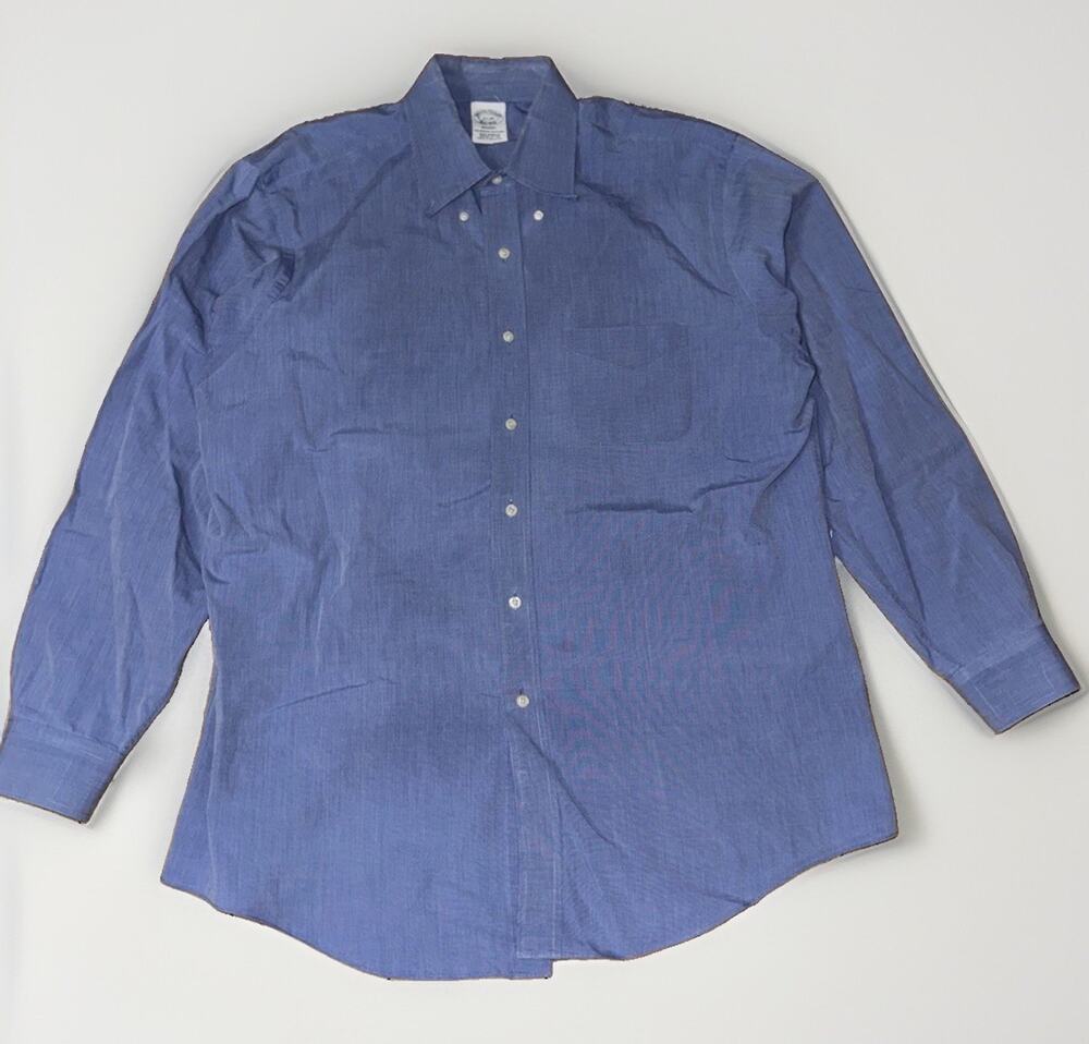 Brooks Brothers Regent Fit Blue Button Up Dress Shirt Mens 17-34 24x31